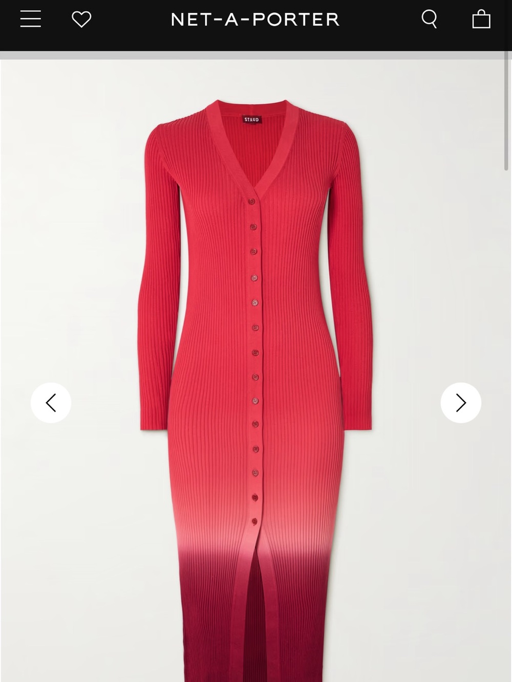 STAUD Red to Burgundy Shoko Sweater Cardigan Dress